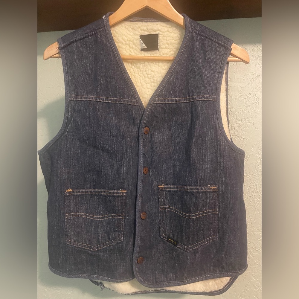 Sears Roebuck denim and sherpa vest.